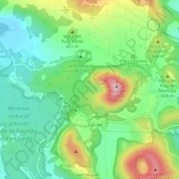 Topografische kaart Clot Sagolla, hoogte, reliëf