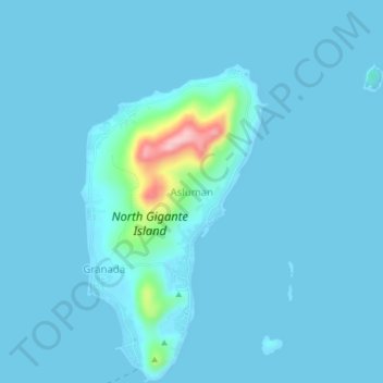 Topografische kaart Asluman, hoogte, reliëf