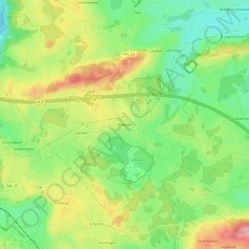 Topografische kaart Attlesee, hoogte, reliëf