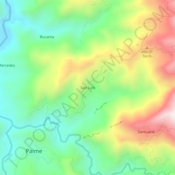 Topografische kaart San Luis, hoogte, reliëf