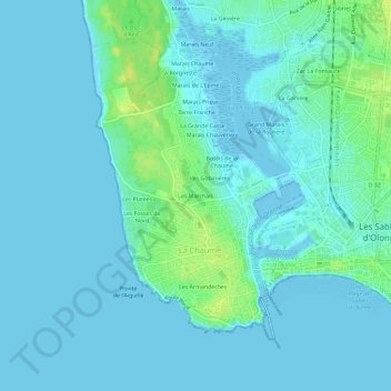 Topografische kaart Les Marchais, hoogte, reliëf