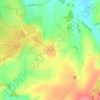 Topografische kaart Le Chatelier, hoogte, reliëf