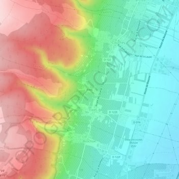 Topografische kaart Fixey, hoogte, reliëf