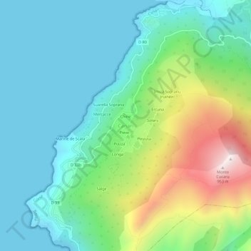 Topografische kaart Canari, hoogte, reliëf