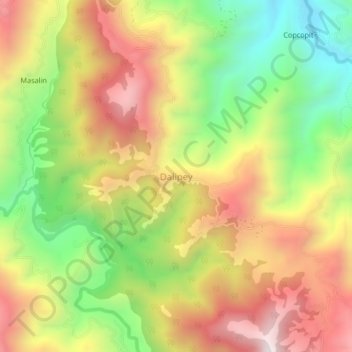 Topografische kaart Dalipey, hoogte, reliëf