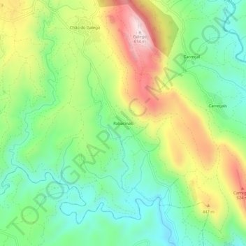 Topografische kaart Rabacinas, hoogte, reliëf