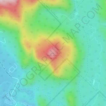 Topografische kaart Mont Nixon, hoogte, reliëf