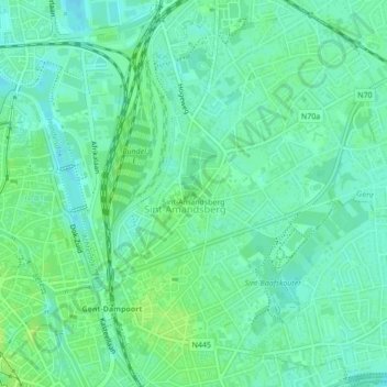 Topografische kaart Sint-Amandsberg, hoogte, reliëf