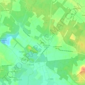 Topografische kaart Orlut, hoogte, reliëf