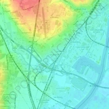 Topografische kaart Les Noyerats, hoogte, reliëf