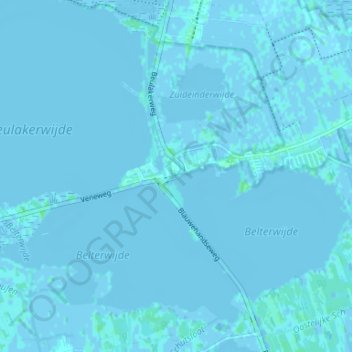 Topografische kaart Blauwe Hand, hoogte, reliëf