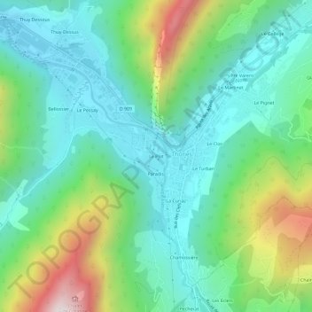 Topografische kaart Le Plot, hoogte, reliëf