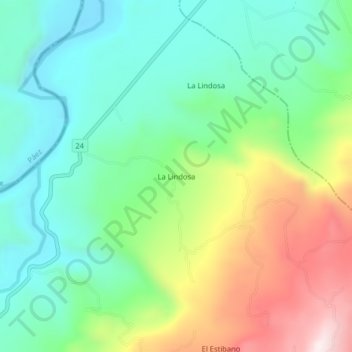 Topografische kaart La Lindosa, hoogte, reliëf