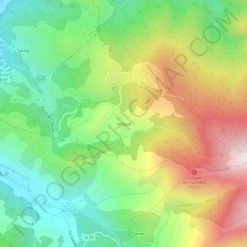 Topografische kaart Croquié, hoogte, reliëf
