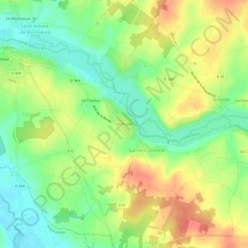 Topografische kaart Le Picote, hoogte, reliëf