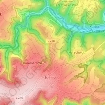 Topografische kaart Froitscheidt, hoogte, reliëf
