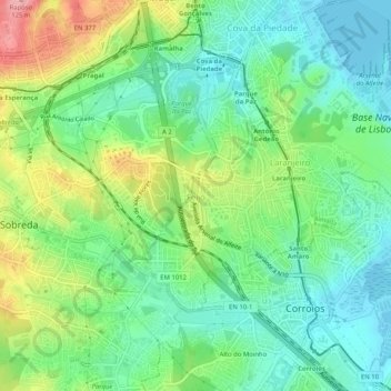 Topografische kaart Feijó, hoogte, reliëf