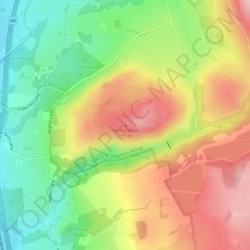 Topografische kaart Nicky Nook, hoogte, reliëf