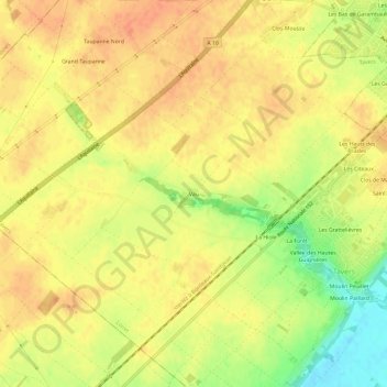 Topografische kaart Vau, hoogte, reliëf