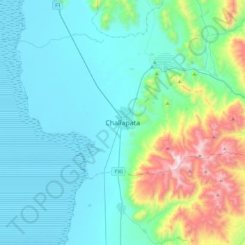 Topografische kaart Challapata, hoogte, reliëf