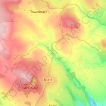 Topografische kaart Nancledra, hoogte, reliëf