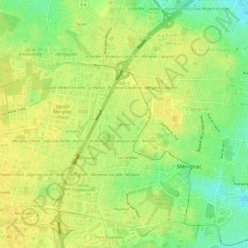 Topografische kaart Le Chut, hoogte, reliëf