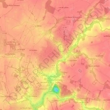Topografische kaart Dompierre-sur-Yon, hoogte, reliëf