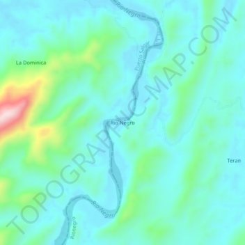 Topografische kaart Rio Negro, hoogte, reliëf