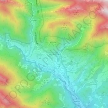 Topografische kaart Sant Sebastià, hoogte, reliëf