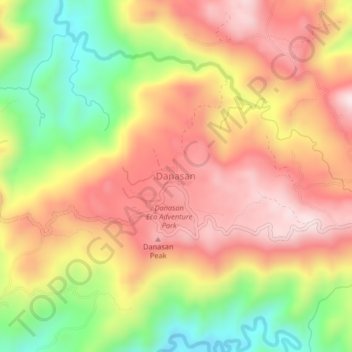 Topografische kaart Danasan, hoogte, reliëf