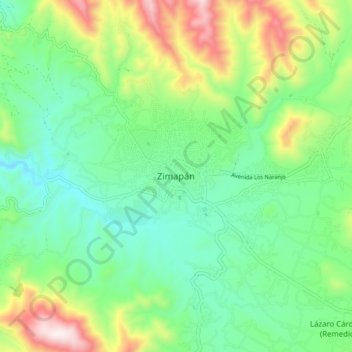 Topografische kaart Zimapán, hoogte, reliëf