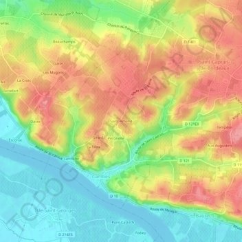 Topografische kaart Saint-Amand, hoogte, reliëf
