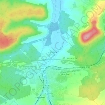 Topografische kaart Outrancourt, hoogte, reliëf