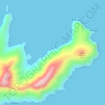 Topografische kaart Maatea, hoogte, reliëf