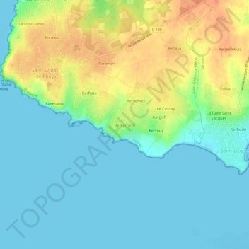 Topografische kaart Kercambre, hoogte, reliëf