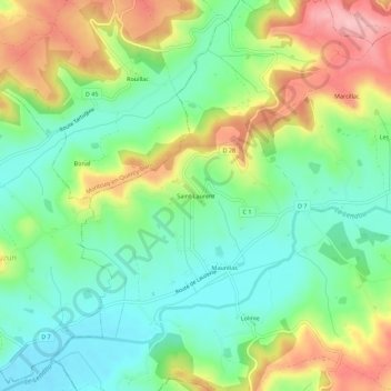 Topografische kaart Saint-Laurent, hoogte, reliëf