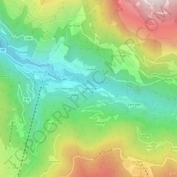 Topografische kaart Vignotan, hoogte, reliëf