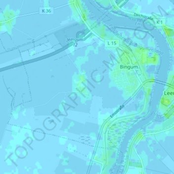 Topografische kaart Bingumgaste, hoogte, reliëf