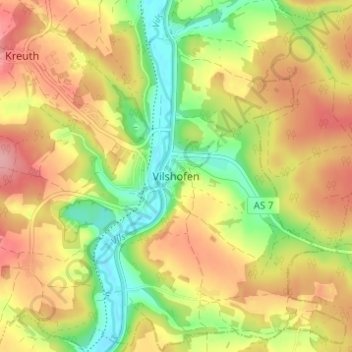 Topografische kaart Vilshofen, hoogte, reliëf