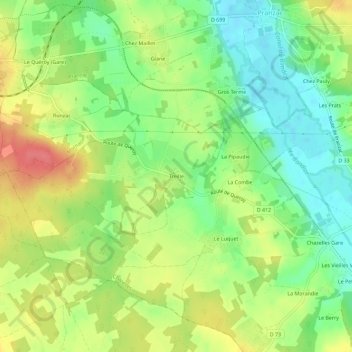 Topografische kaart Treille, hoogte, reliëf