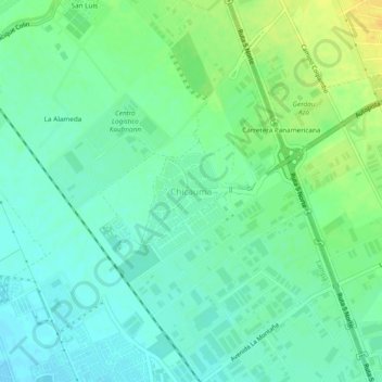 Topografische kaart Chicauma, hoogte, reliëf