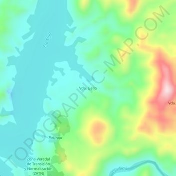 Topografische kaart Vda. Gallo, hoogte, reliëf