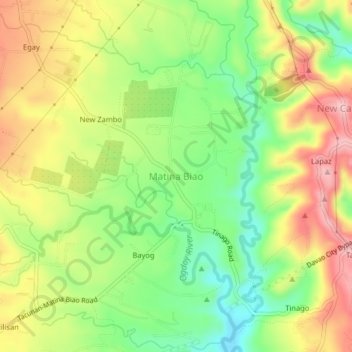 Topografische kaart Matina Biao, hoogte, reliëf