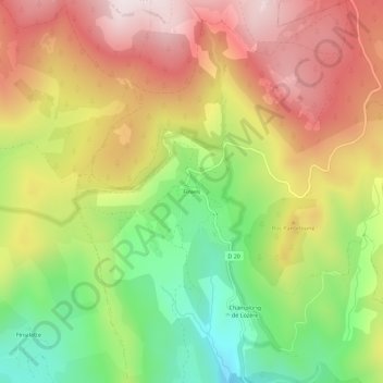 Topografische kaart Finiels, hoogte, reliëf