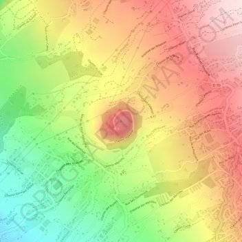 Topografische kaart Piton Hyacinthe, hoogte, reliëf