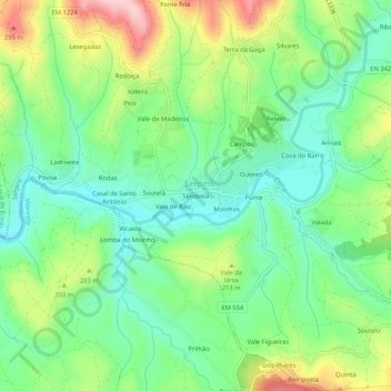 Topografische kaart Serobela, hoogte, reliëf