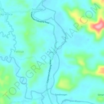 Topografische kaart Polangi, hoogte, reliëf