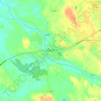 Topografische kaart Kalanti, hoogte, reliëf