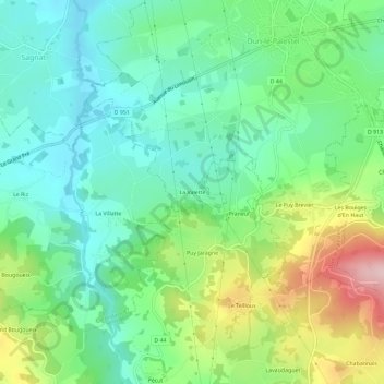 Topografische kaart La Valette, hoogte, reliëf