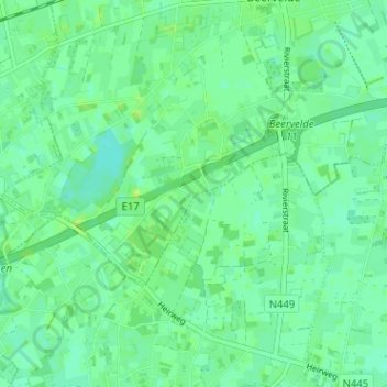 Topografische kaart Klein-Gent, hoogte, reliëf